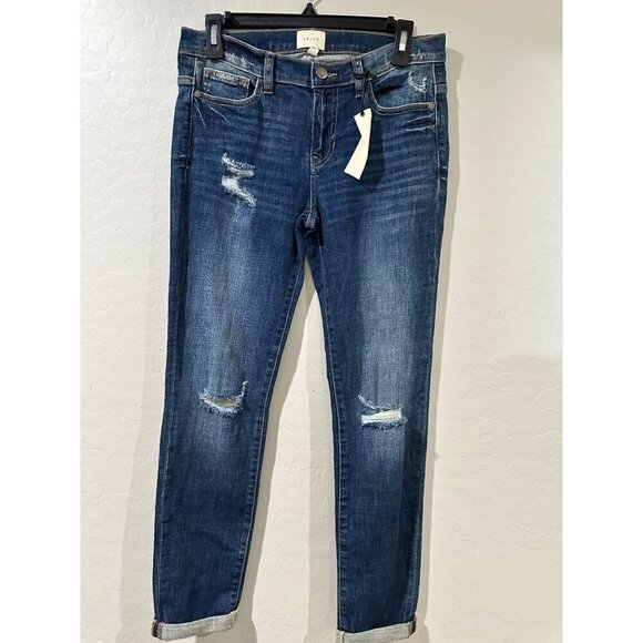 id:23 Distressed High Rise Skinny Jeans size 27 NWT - Picture 1 of 7